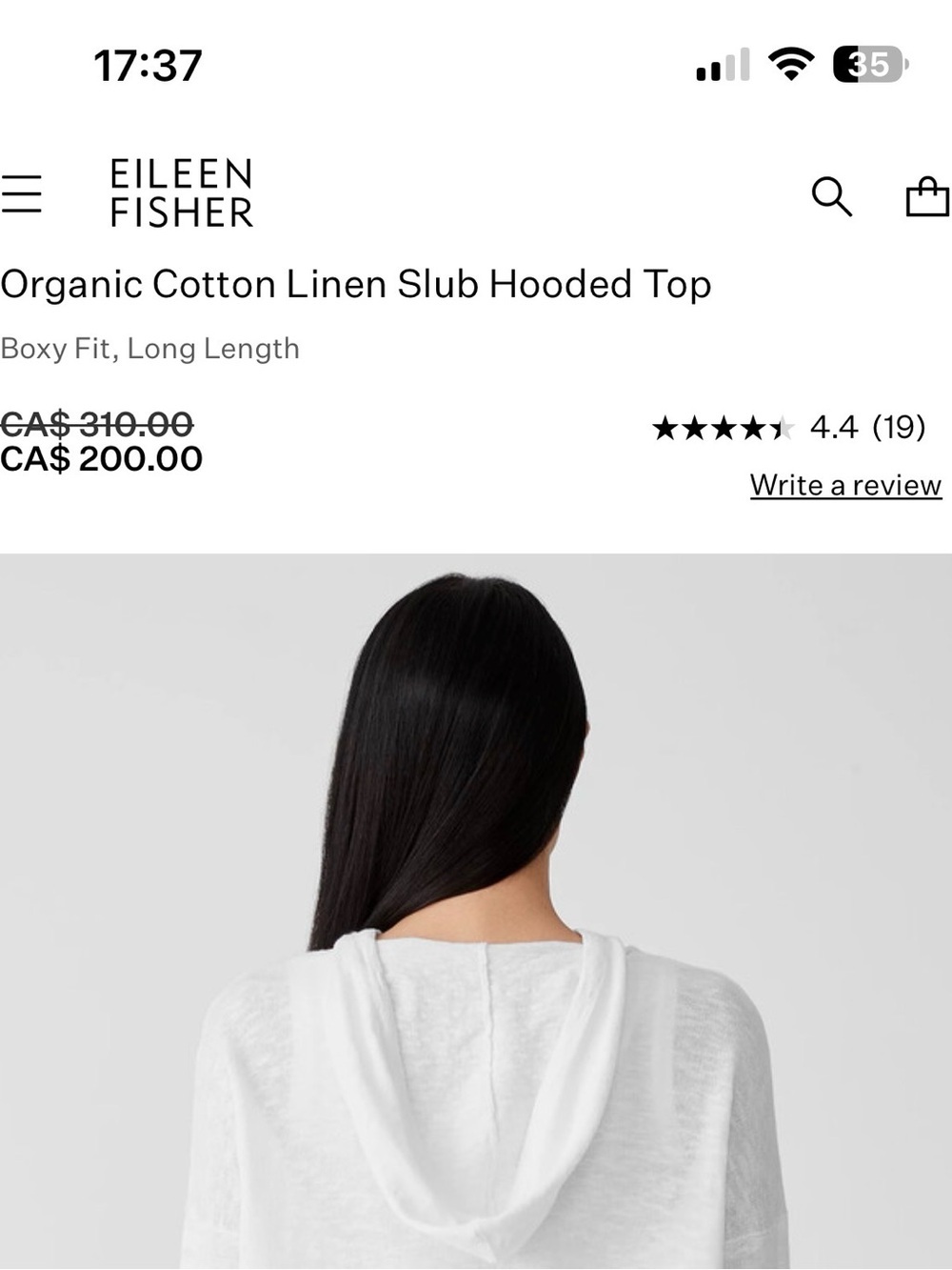 EILEEN FISHER Hooded Top Organic  linen & cotton blended Women's size S Oversize - Picture 4 of 11